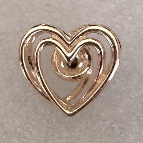 ❗️NEW❗️Pandora 14k Gold Openwork Swirling Heart & Treated Freshwater Pearl Charm - Picture 3 of 11